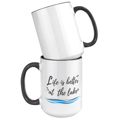 Life is better at the lake - Color Accent Mug (15oz)