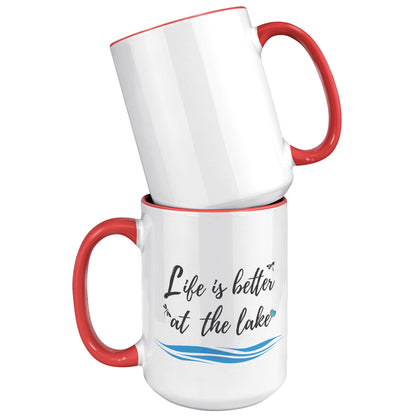 Life is better at the lake - Color Accent Mug (15oz)