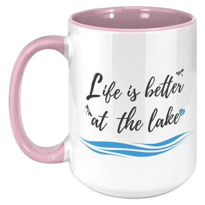 Life is better at the lake - Color Accent Mug (15oz)